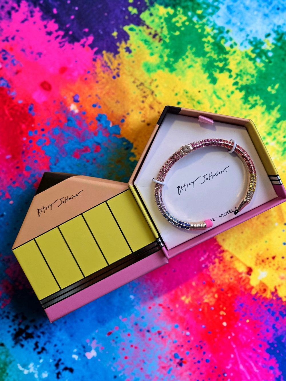 NEW Betsey Johnson Faux Stone Straight Pavé Pencil Cuff Bracelet New In The Box - Picture 5 of 5